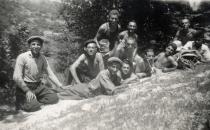 Mayer Rafael Alhalel with fellow camp workers in a Jewish labor camp