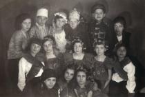 Regina Grinberg and classmates celebrating Purim