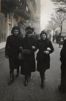 Sonya Lazarova with her relatives in one of the commercial streets in Sofia