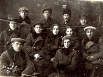 Meyer Goldstein's photo of tailors in Korsoun, including his mother in law Makhlia Zhitnitskaya