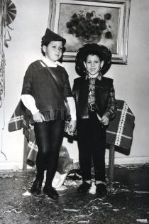 Issac-Sakis and Barouch-Andreas at a Purim celebration