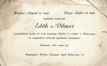 Wedding invitation of Edit Kovacs and her first husband, Vilmos Weisz