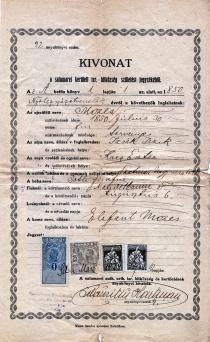 Mozes Izsak's birth certificate