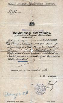 A certificate proving that David Torok is the same person as Dezso Torok