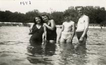 Klara Perahya with her friends at the beach