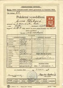 Anna Polakova's report card
