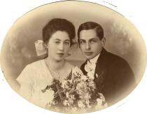 Karel Synek and Anna Schwelbova as bridesmaid and groomsman at a wedding